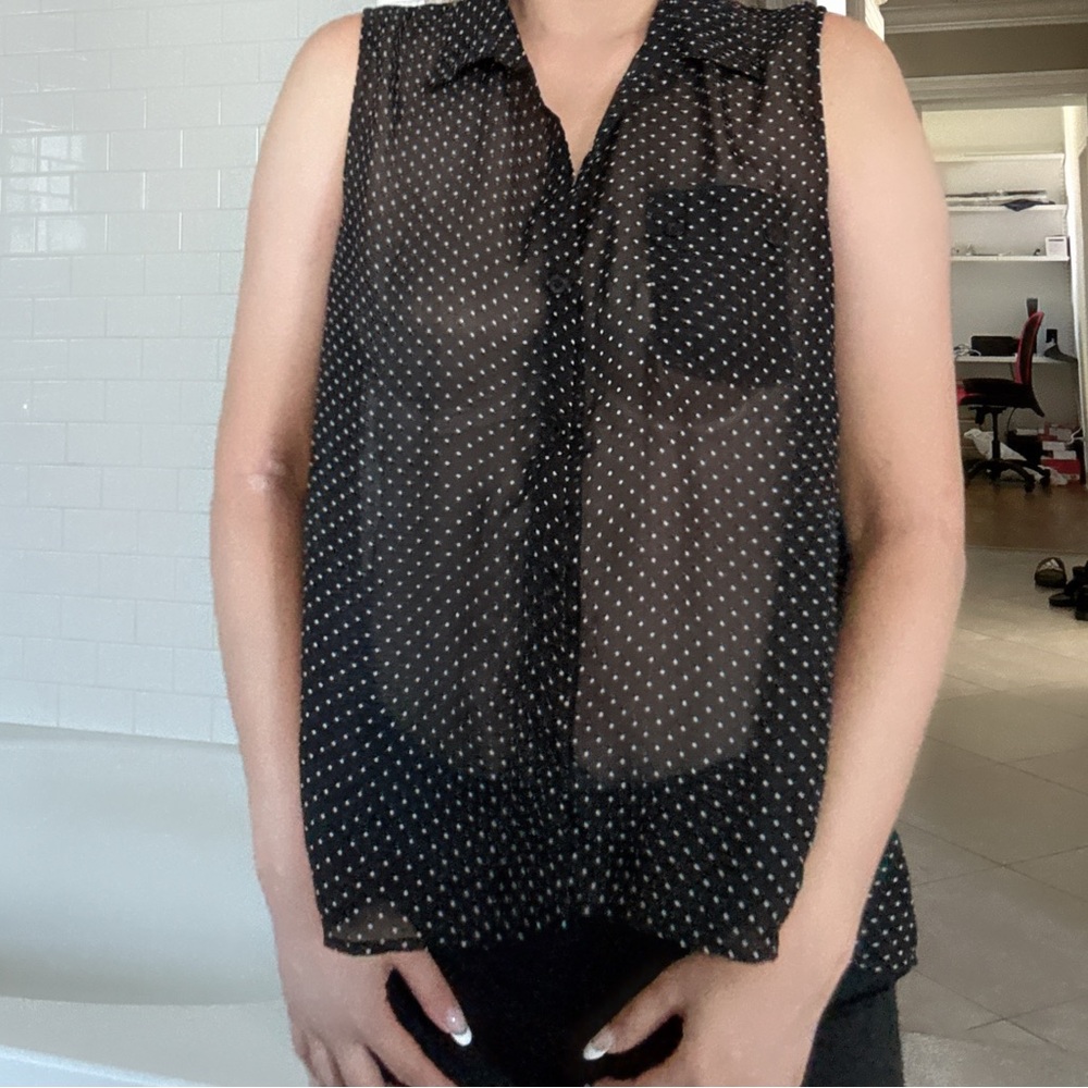 🐳[3/$15]🐳 
 👗👀black and white Chiffon top